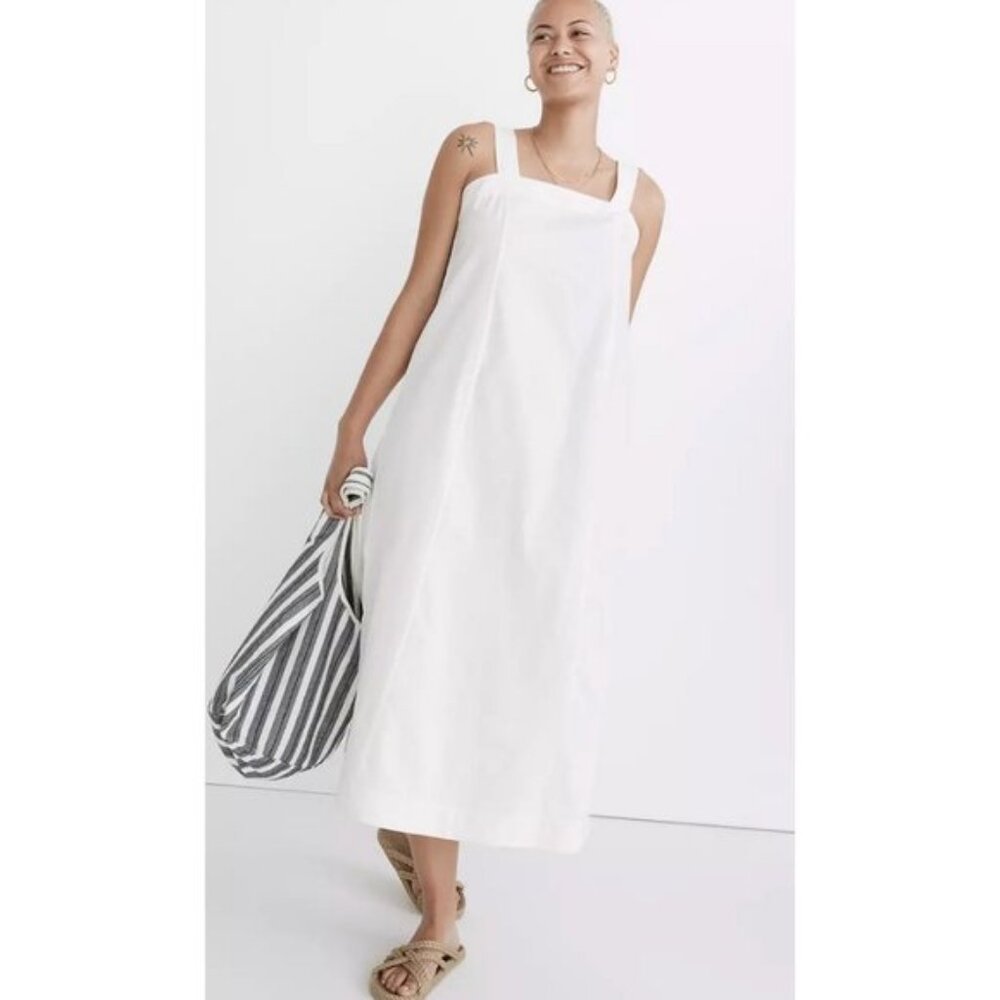 NWOT Madewell Linen Cotton Princess Seamed Midi Dress in White sz XL